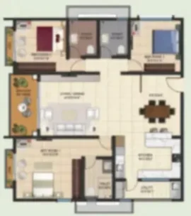 Kalyani Living Tree 3 BHK Apartment Floor Plan by Kalyani Developers located at KIADB Aerospace Park, Bagalur, Bangalore Karnataka